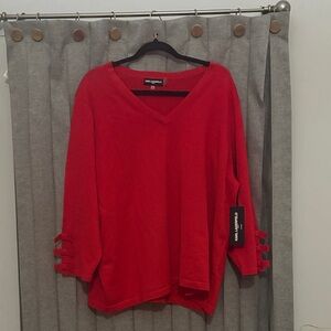 Karl Lagerfeld Vibrant Red V-Neck Top